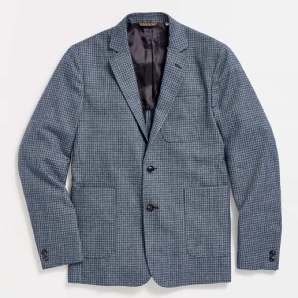 $798 NWT Billy Reid Archie Jacket 48 Navy Blue Herringbone Check Men's Blazer